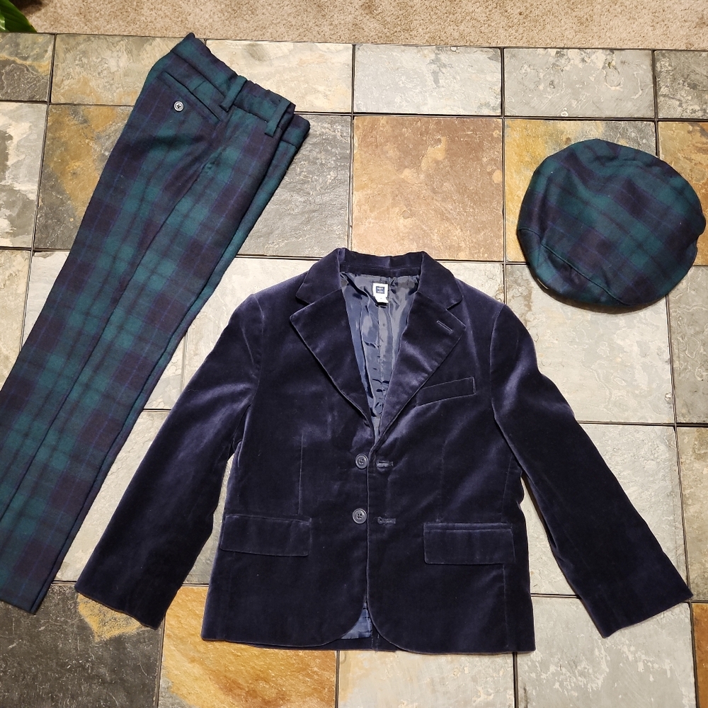 Janie and Jack boys 3pc wool/velvet Suit, Sz 5/6 Toddler